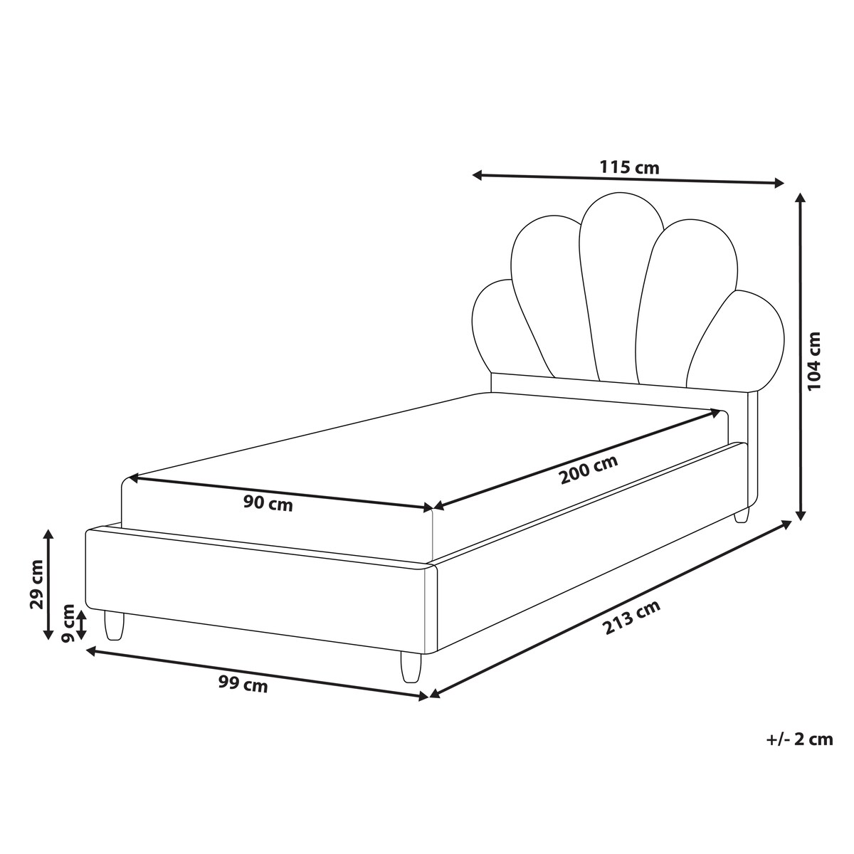 Łóżko dziecięce Muszla Welur NEULISE 90 x 200 cm Różowy