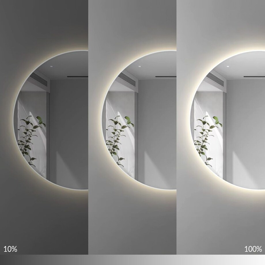 Lustro ścienne LED z ryflowaną ramą ROUND 80cm