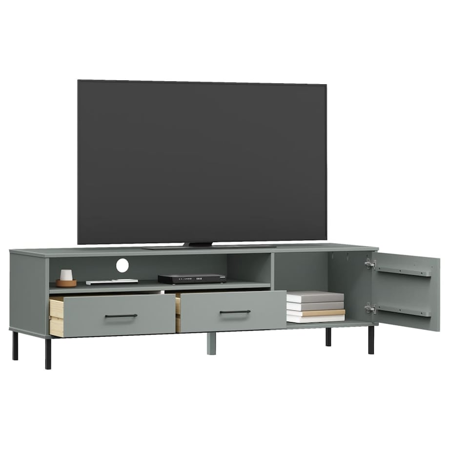 vidaXL Szafka pod TV OSLO, metalowe nóżki, szara, sosnowa