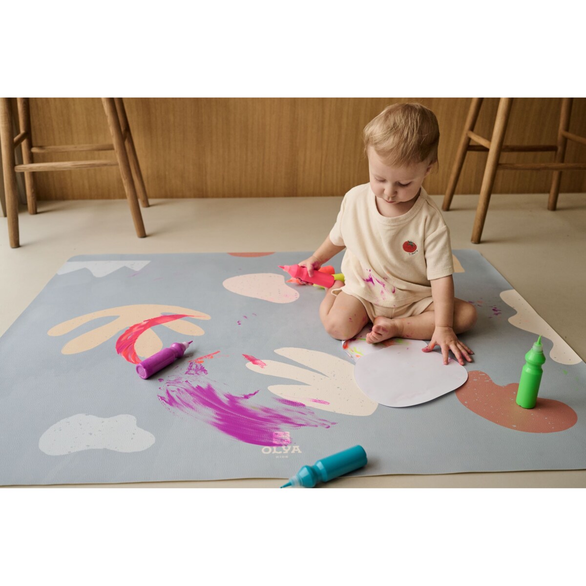 Mata Ochronna OLYA KIDS wzór ORGANIC SEA 95x125cm