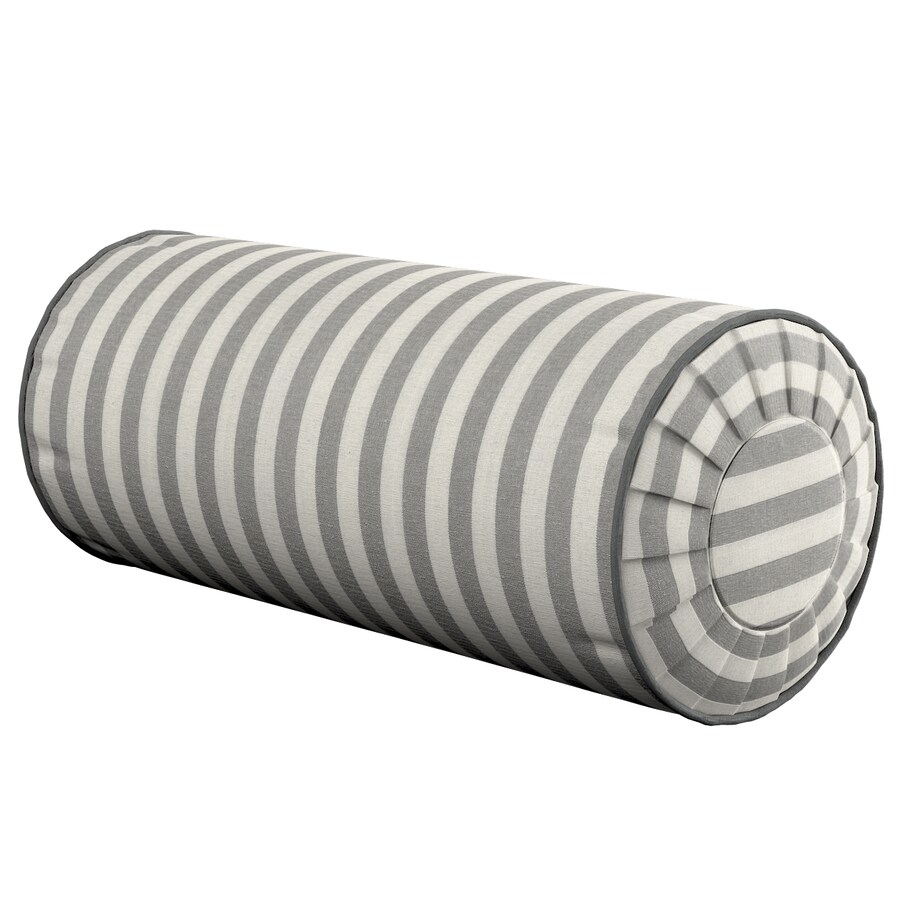 Poduszka wałek z zakładkami, szaro-białe pasy (1,5cm), Ø20 x 50 cm, Quadro
