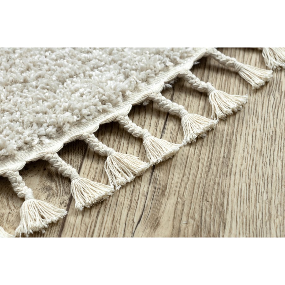 Dywan BERBER 9000 koło krem Frędzle koło 160 cm