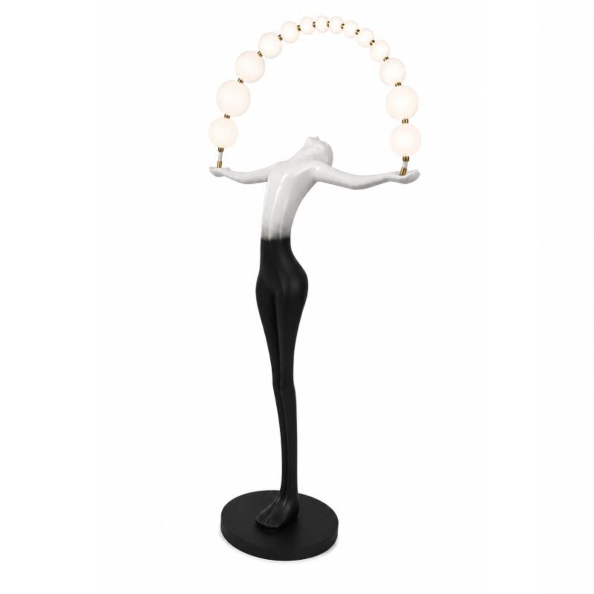 Czarna lampa podłogowa – rzeźba kobiety – designerska lampa do salonu – ELIO