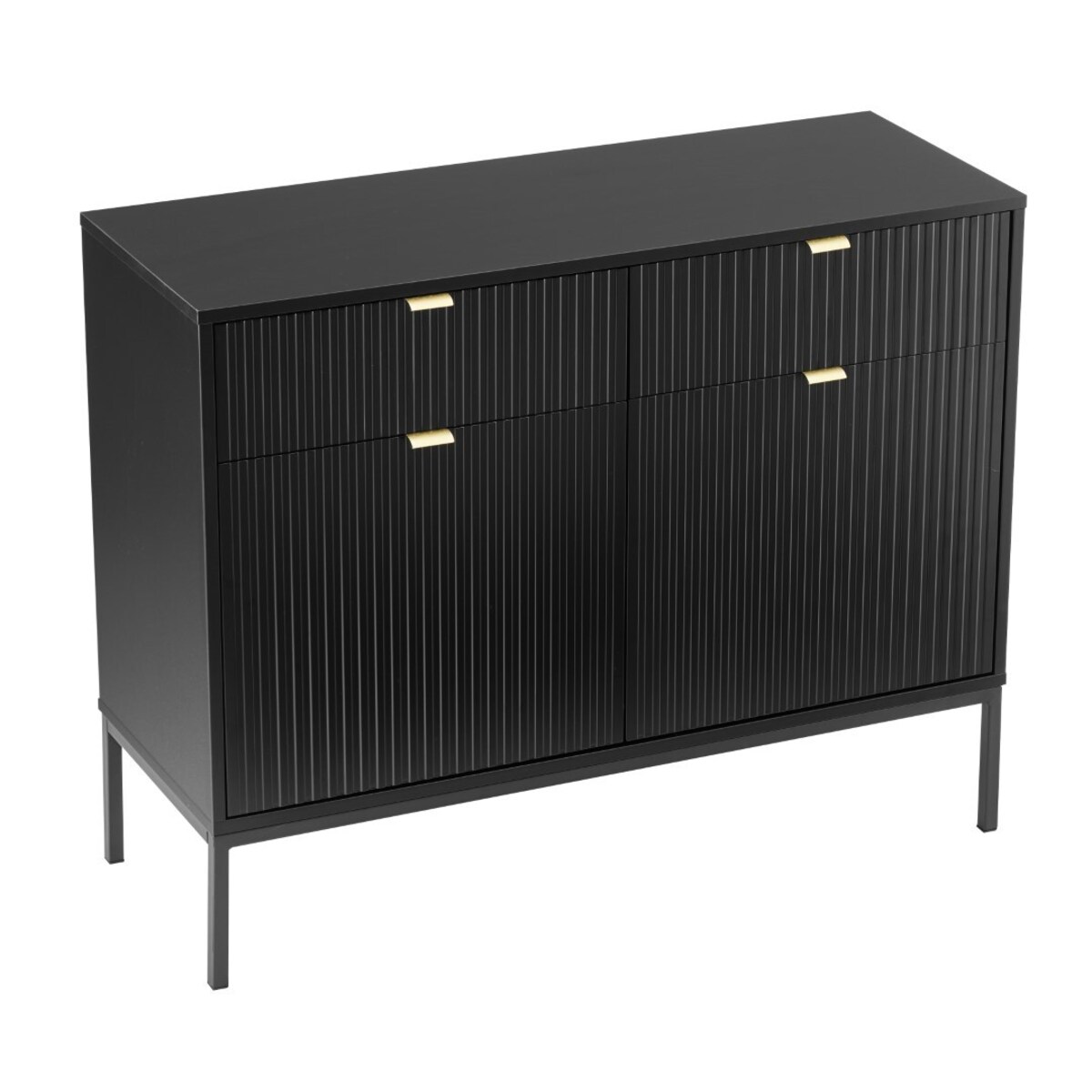 Komoda czarna na nóżkach Lamelli