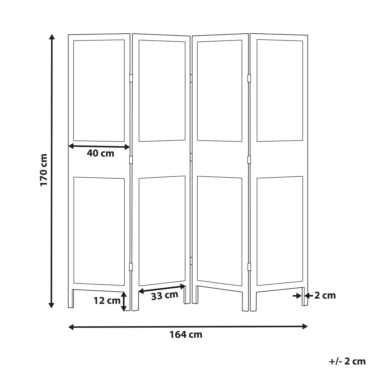 4-panelowy parawan pokojowy BRENNERBAD Brązowy/ czarny 164 cm 170 cm