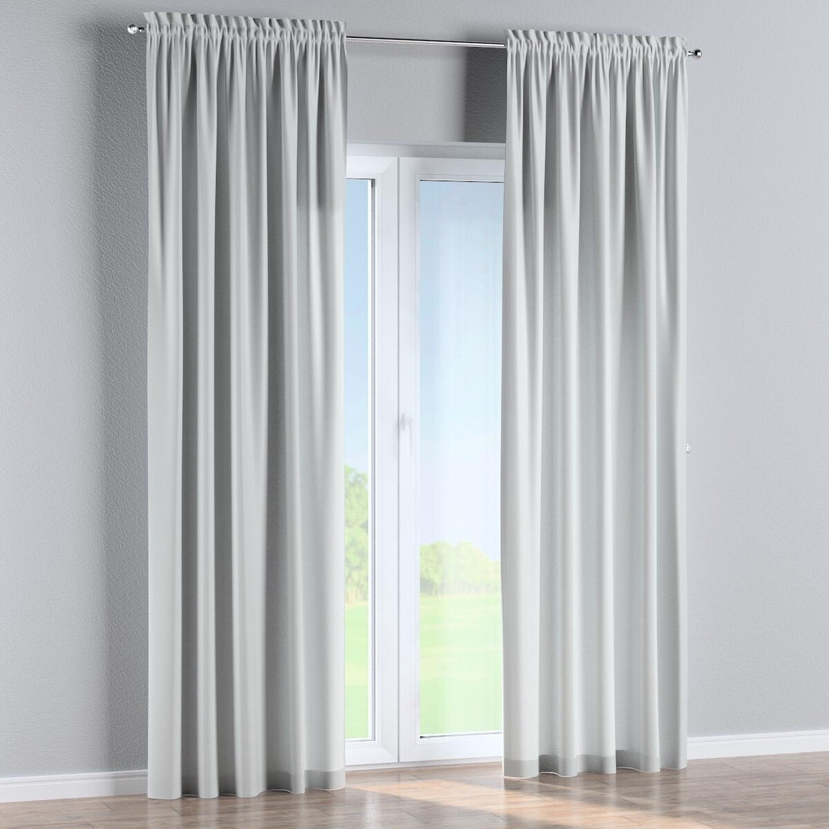 Zasłona na kanale z grzywką 1 szt. 130x245 gołębi srebrny z połyskiem