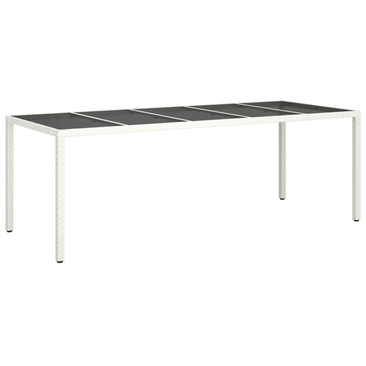 vidaXL Stół ogrodowy, biały, 250x100x75cm, rattan PE i szkło hartowane