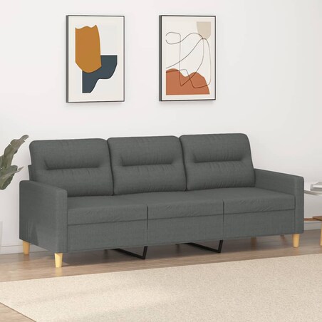 vidaXL Sofa 3-osobowa, ciemnoszara, 180 cm, tapicerowana tkaniną