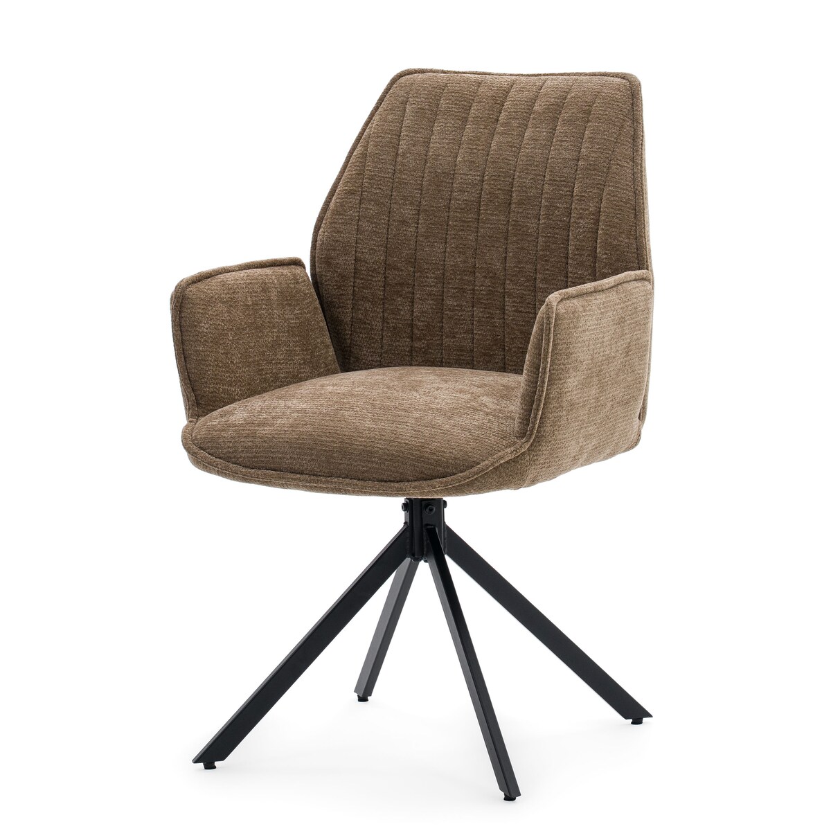 Krzesło tapicerowane obrotowe szenilowe do salonu MERANO brązowe