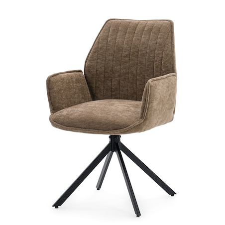 Krzesło tapicerowane obrotowe szenilowe do salonu MERANO brązowe