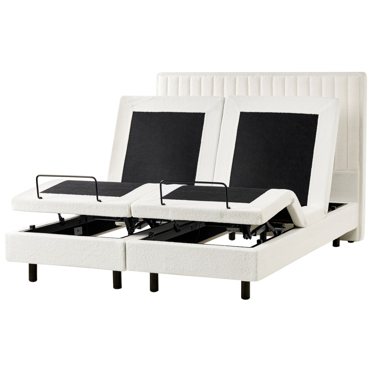 Łóżko regulowane Boucle DUKE II 160 x 200 cm Złamana biel