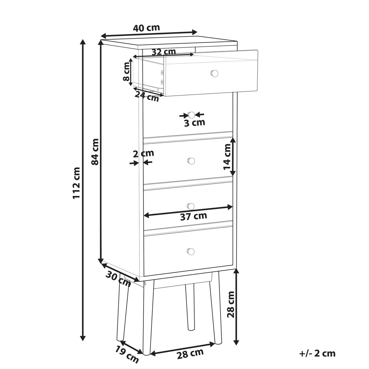 Komoda 5 szuflad FOLEY Kolorowy