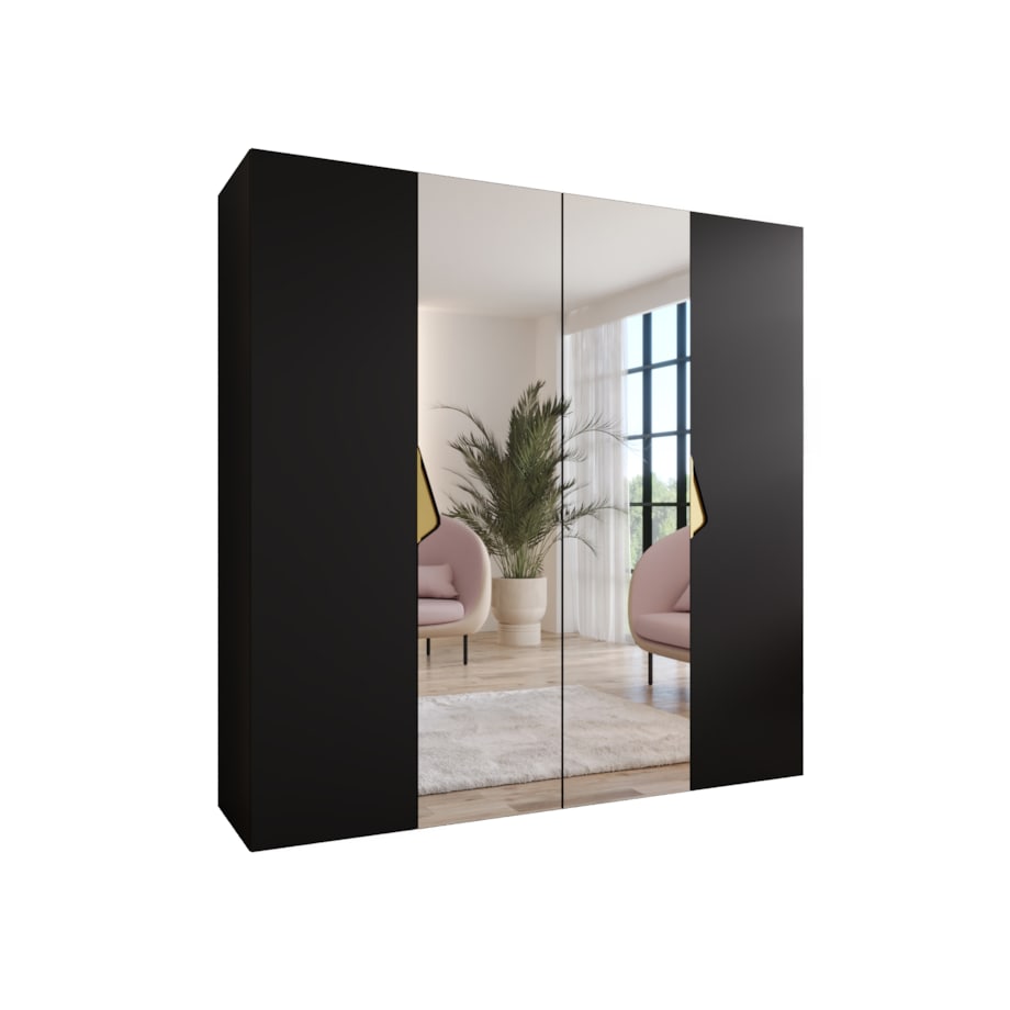 Szafa uchylna z lustrem Sandi 2 200 wys 202 cm Czarny + u Złoty