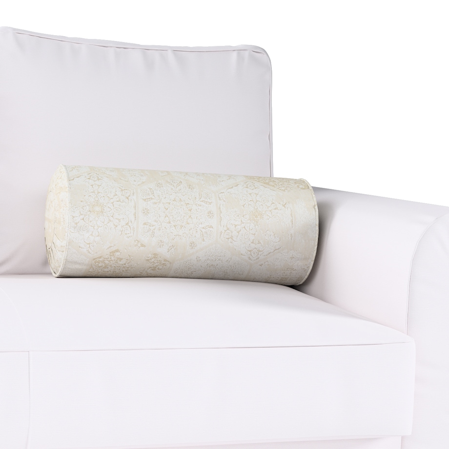 Poduszka wałek z zakładkami, szaro-beżowy ornament, Ø20 x 50 cm, Secret Garden