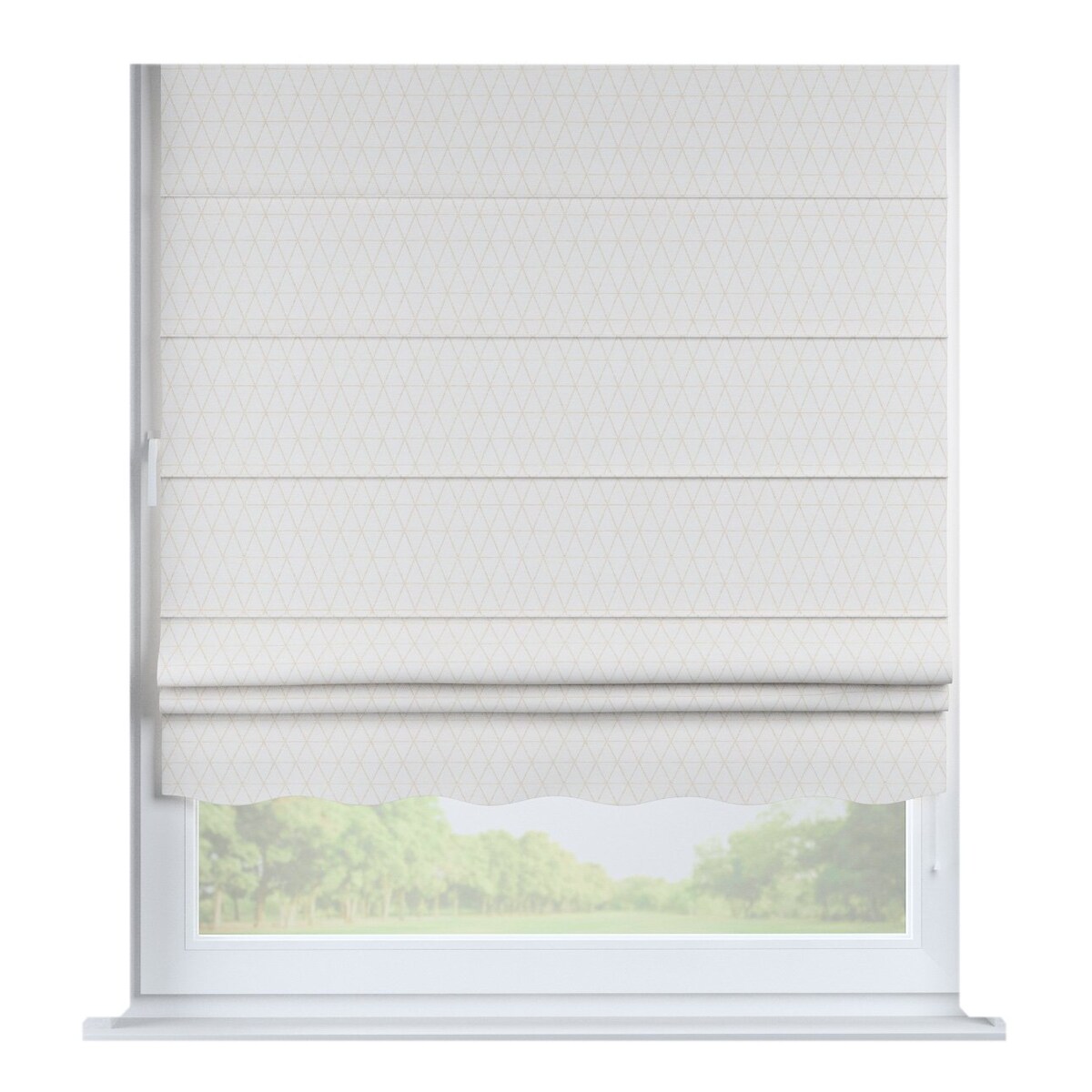 Roleta rzymska Florencja, beżowe trójkąty na kremowo-białym tle, Sunny