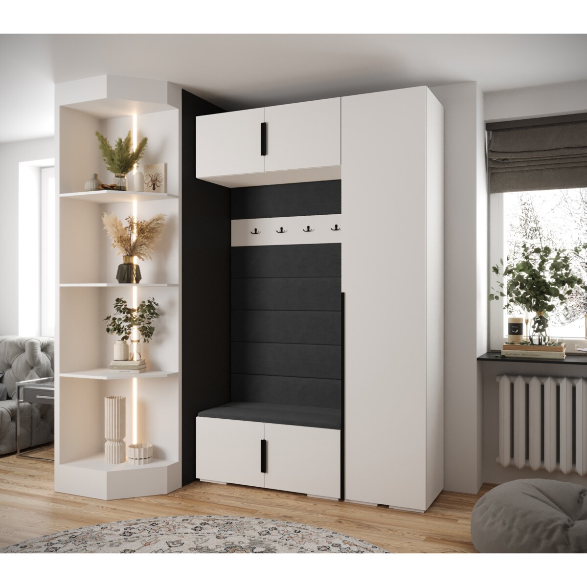 Garderoba do przedpokoju INOVA 1 Z19 biały+czarny+manila18