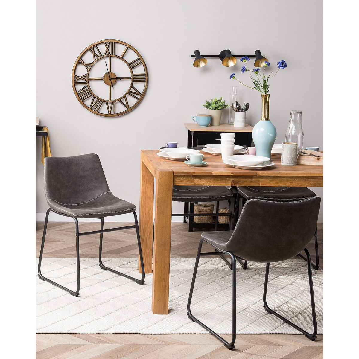 Zestaw 2 krzeseł do jadalni BATAVIA Ciemnoszary