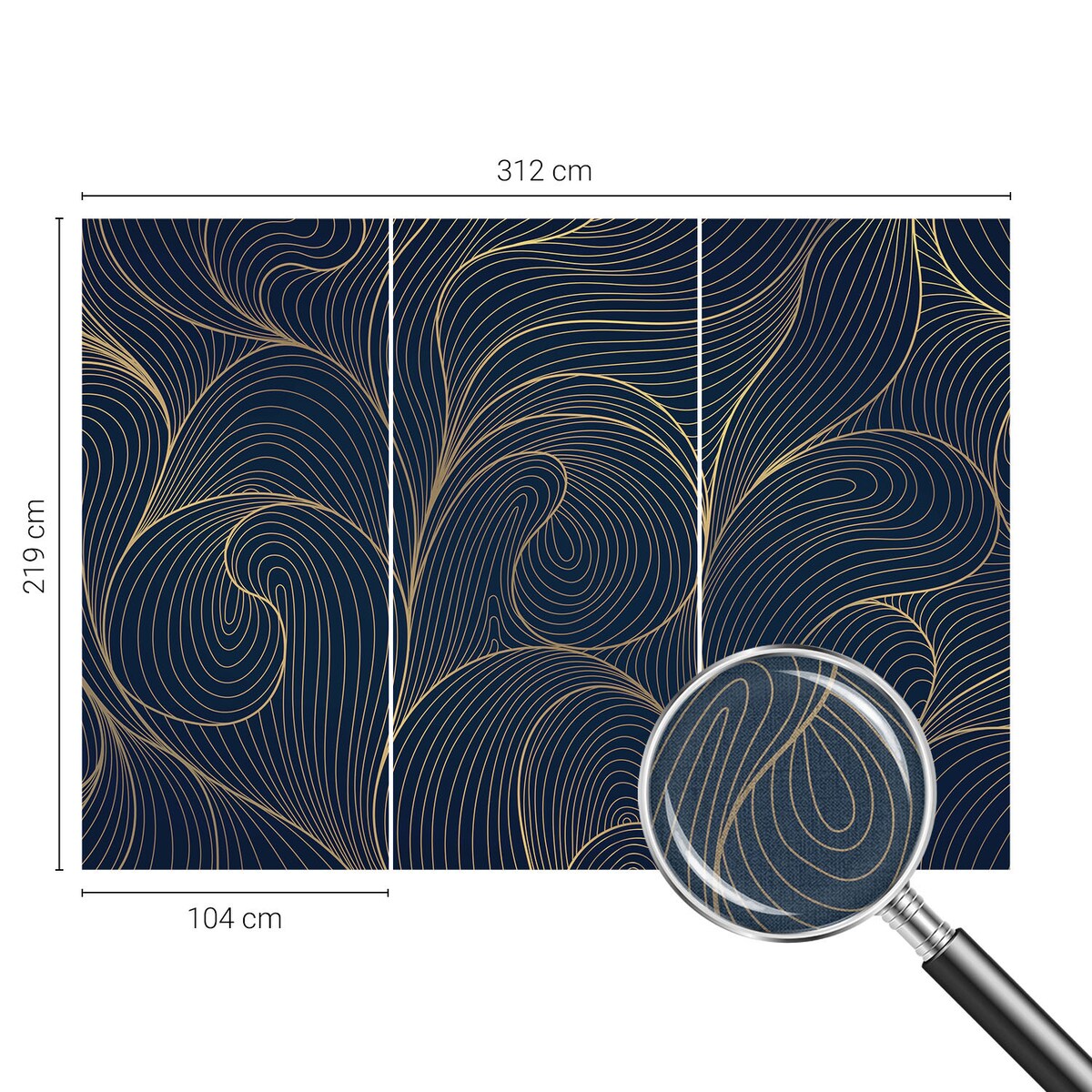 Fototapeta samoprzylepna 312x219 cm - Falisty motyw, tapeta ścienna granatowa