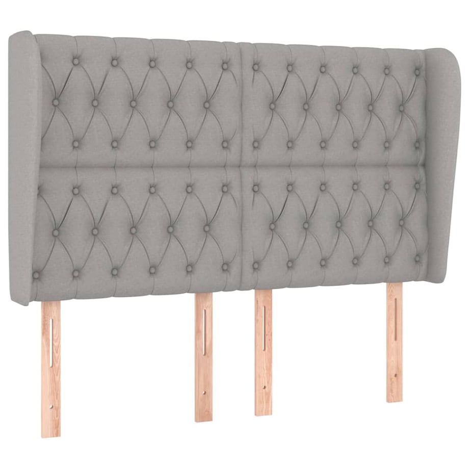 vidaXL Zagłówek uszak, jasnoszary, 147x23x118/128 cm, tkanina