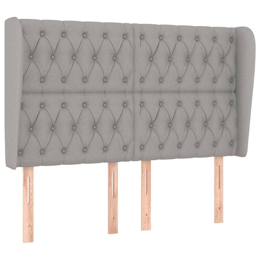 vidaXL Zagłówek uszak, jasnoszary, 147x23x118/128 cm, tkanina