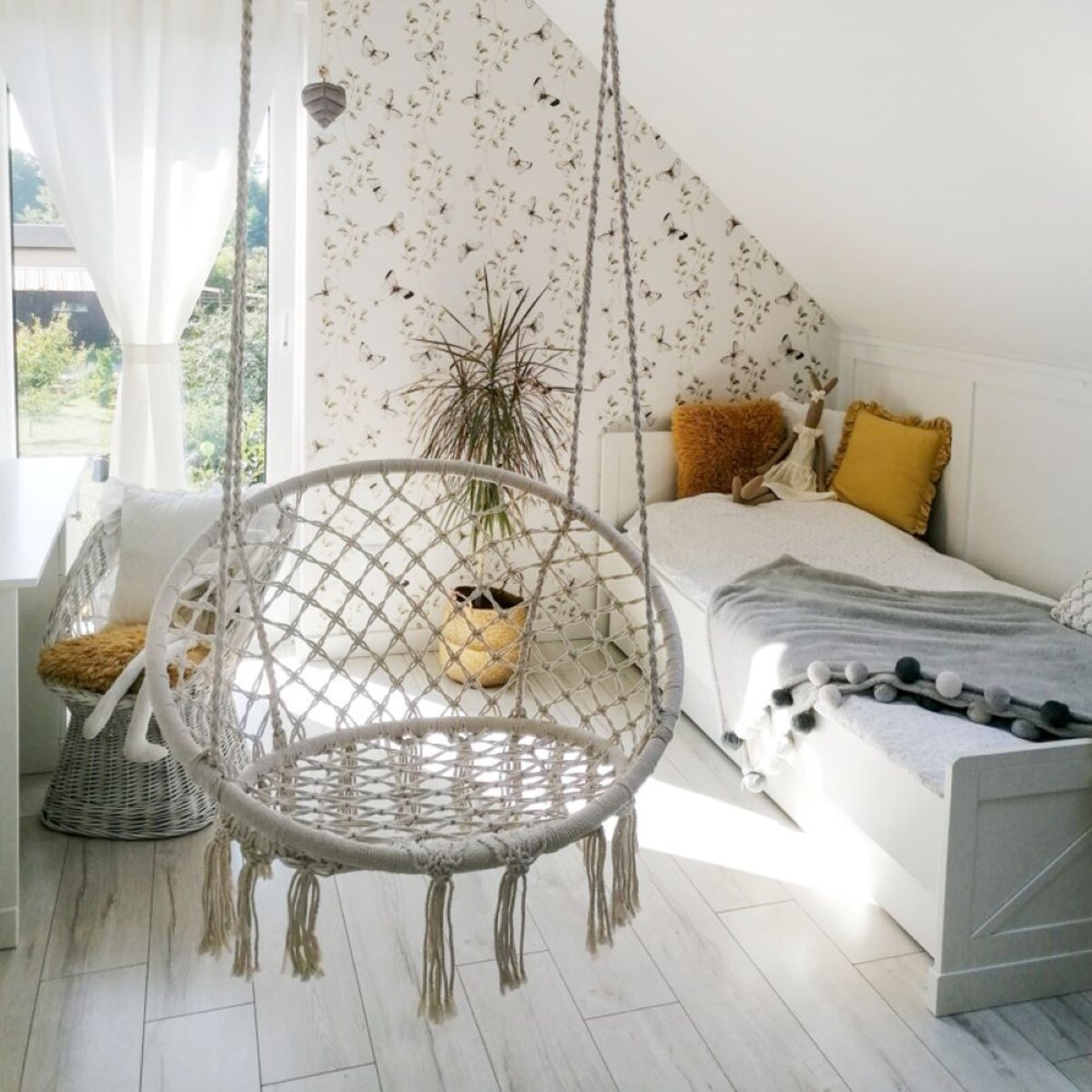 Fotel wiszący ogrodowy Boho, bociane gniazdo XXL