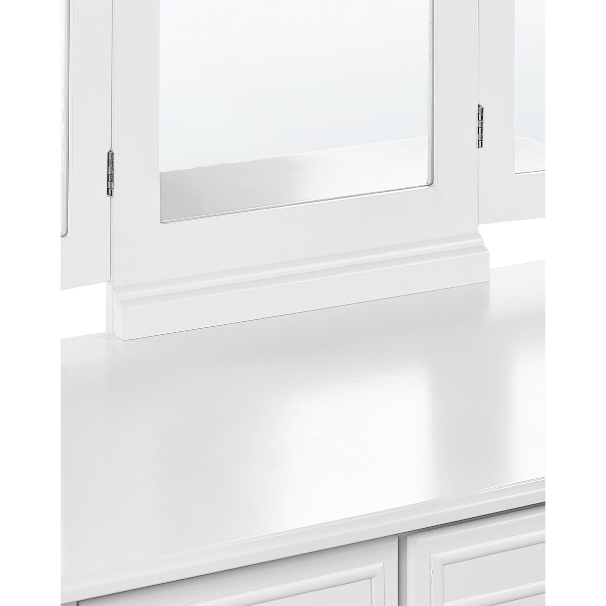 Toaletka 5 szuflad lustro i stołek biała LUMIERE