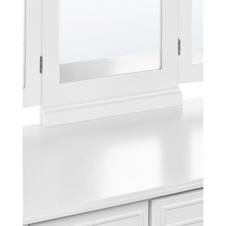 Toaletka 5 szuflad lustro i stołek biała LUMIERE