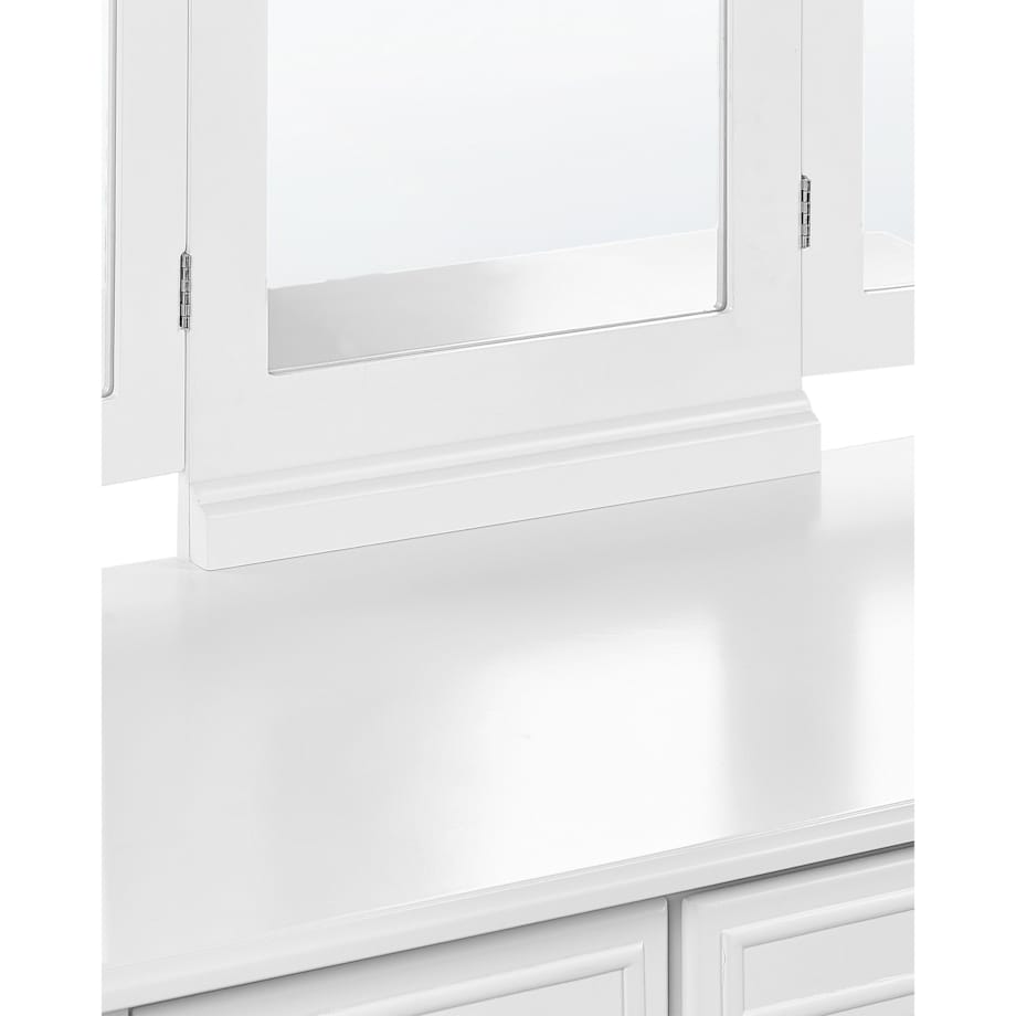 Toaletka 5 szuflad lustro i stołek biała LUMIERE