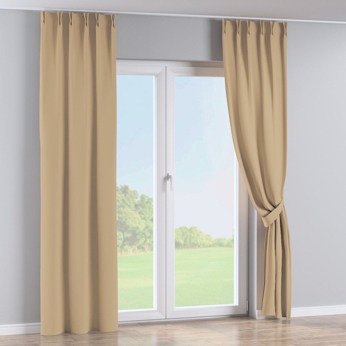 Zasłona na haczykach flex podwójnych 130x260 złocisty beż