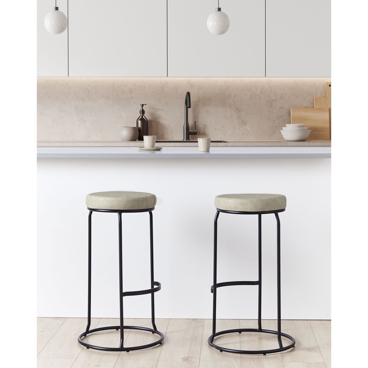 Zestaw 2 stołków barowych ekoskóra szary MILROY