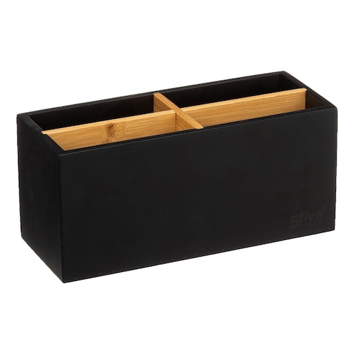 Organizer na kosmetyki Natureo, 4 przegrody, kolor czarny, MDF