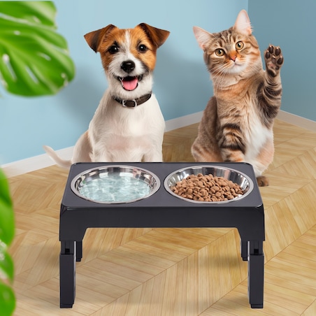 Zestaw Misek Dla Pupila Z Regulacją Wysokości Stal Nierdzewna Woda Karma