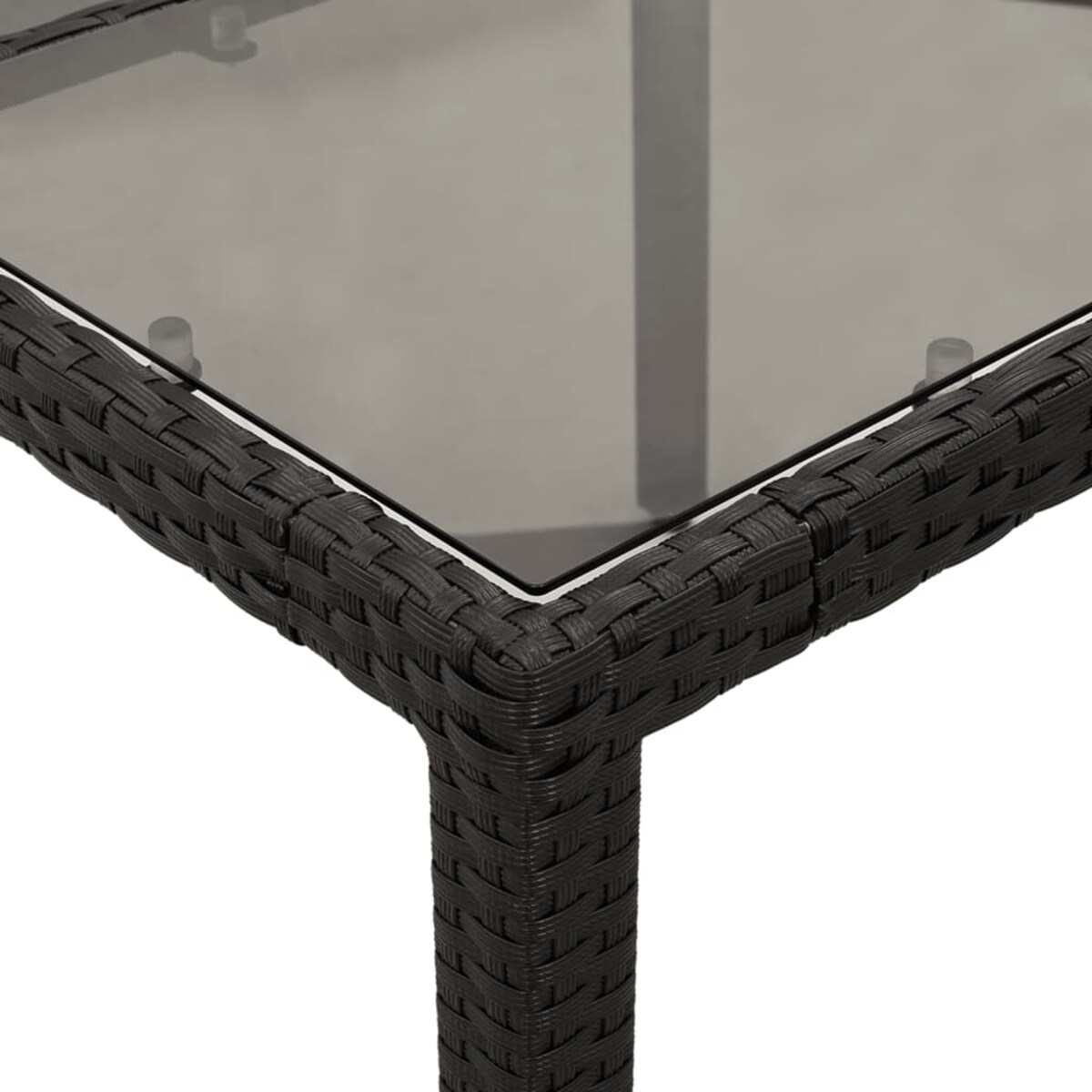 vidaXL Stół ogrodowy ze szklanym blatem, czarny, 150x90x75cm rattan PE