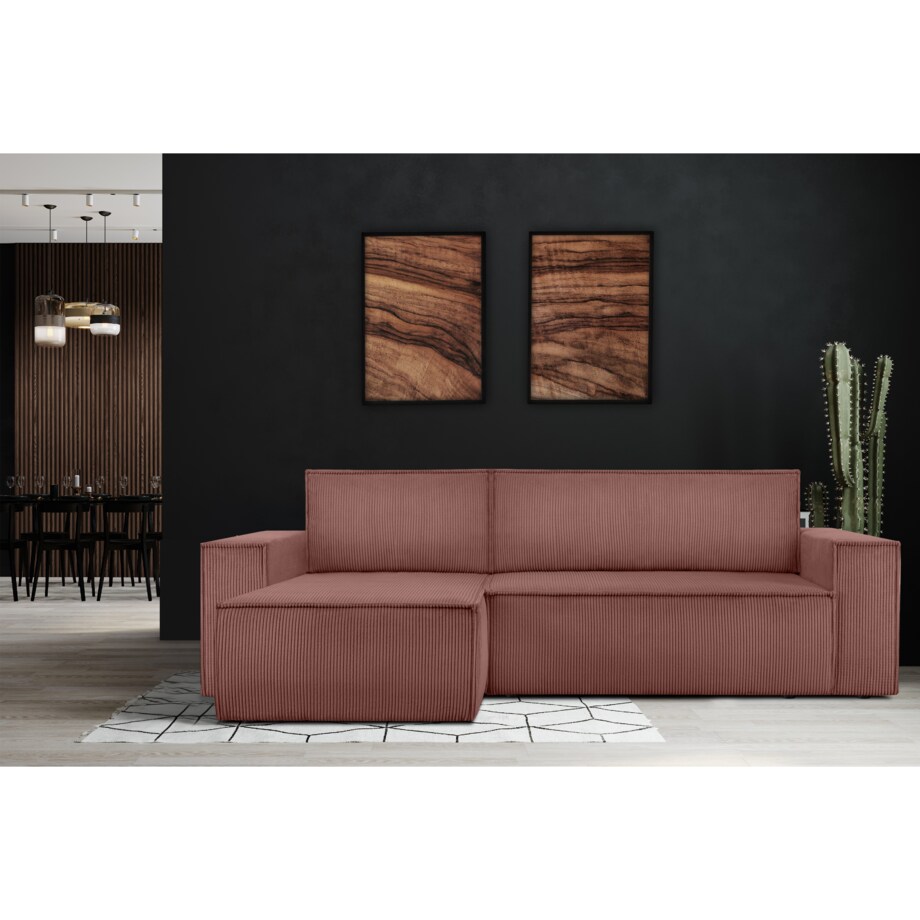 KONSIMO NAPI Uniwersalny narożnik z funkcją spania, różowy, prawy/lewy