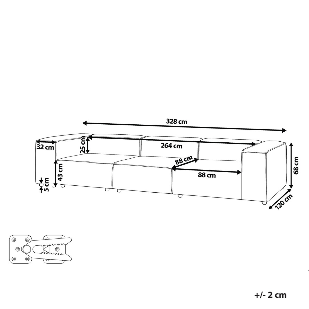 ARDAL dla 3 osób Sofa modułowa Beżowoszary Sztruks