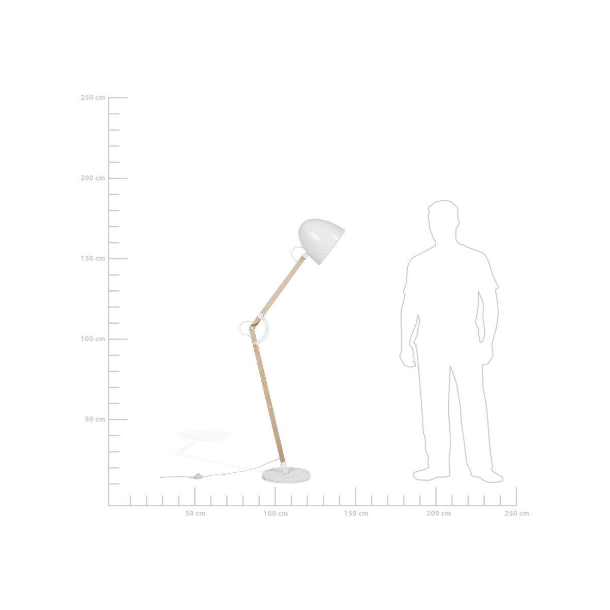 Lampa podłogowa regulowana drewniana biała HETTON