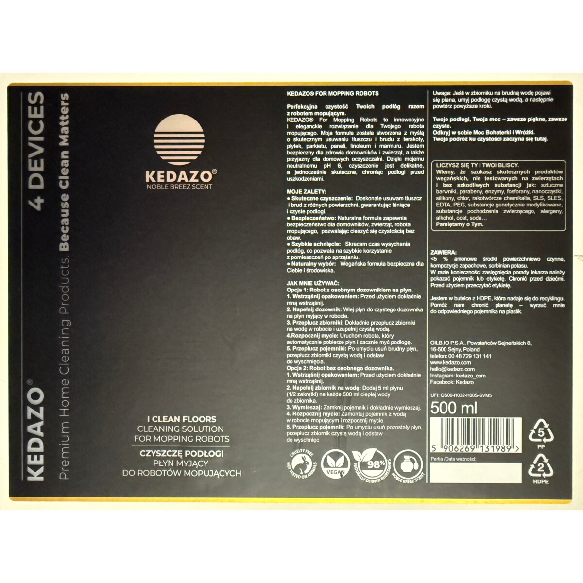 Płyn do podłogi do robotów mopujących- KEDAZO For Mopping Robots