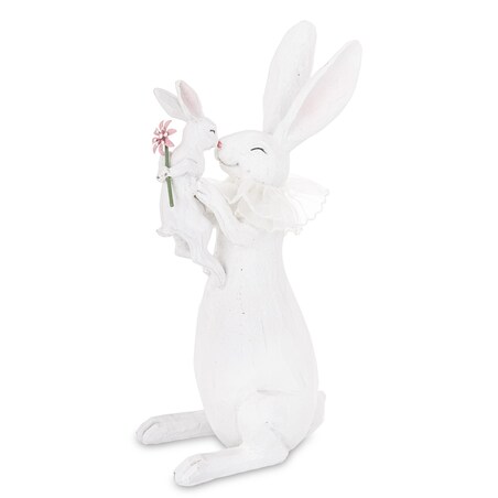 Dekoracja - królik z króliczkiem w objęciach 32x17x10,5 cm