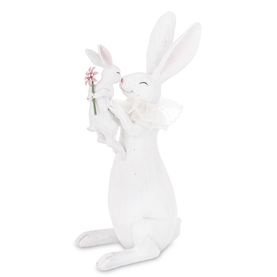 Dekoracja - królik z króliczkiem w objęciach 32x17x10,5 cm