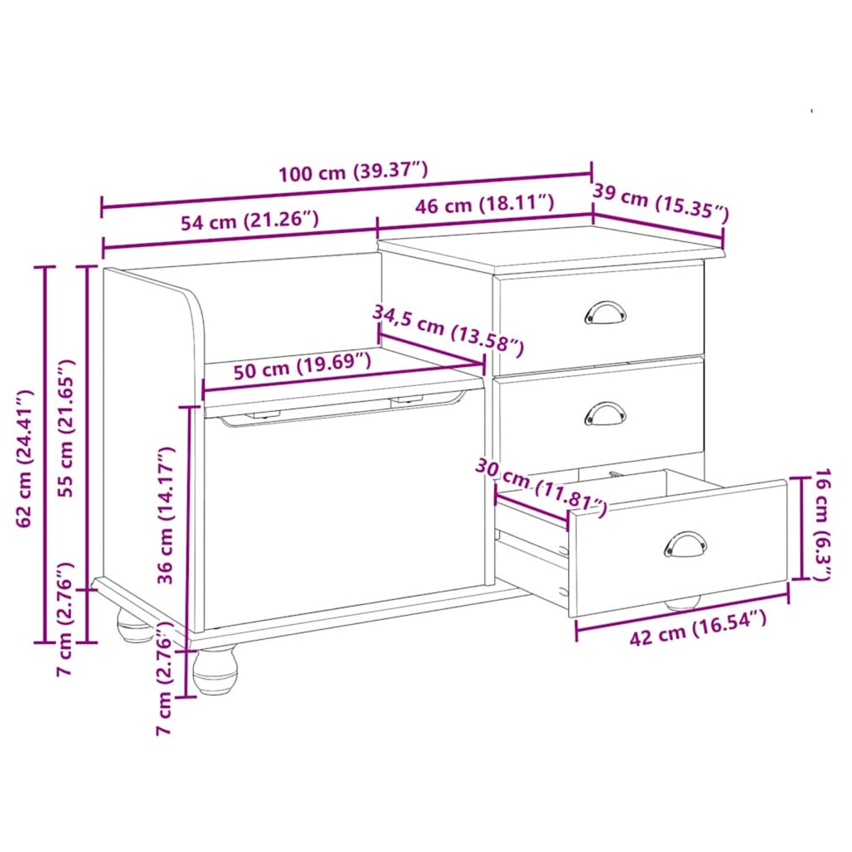 vidaXL Ławka z przechowywaniem do przedpokoju z szufladą ASKIM Biały