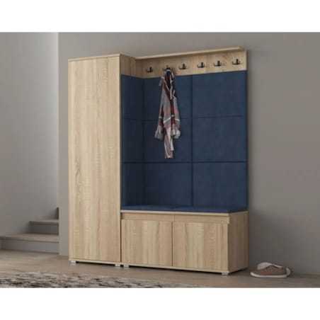 Garderoba z siedziskiem do przedpokoju SINGAPUR 154 dąb sonoma/granatowa