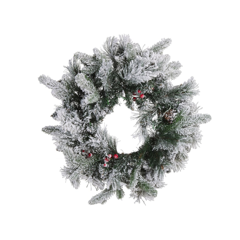 Ośnieżony wianek świąteczny ze światełkami ⌀ 55 cm biały WHITEHORN