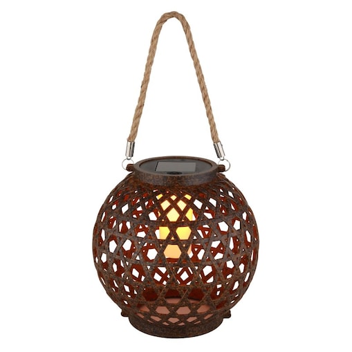 Lampa solarna LED wisząca Globo SOLAR 36659 IP44 1800K rdzawa do ogrodu 36 cm