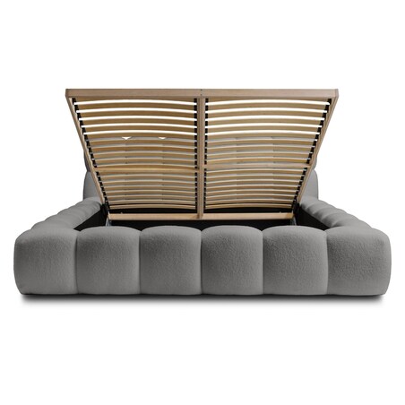 Łóżko tapicerowane 160x200 cm szare bouclé Santo