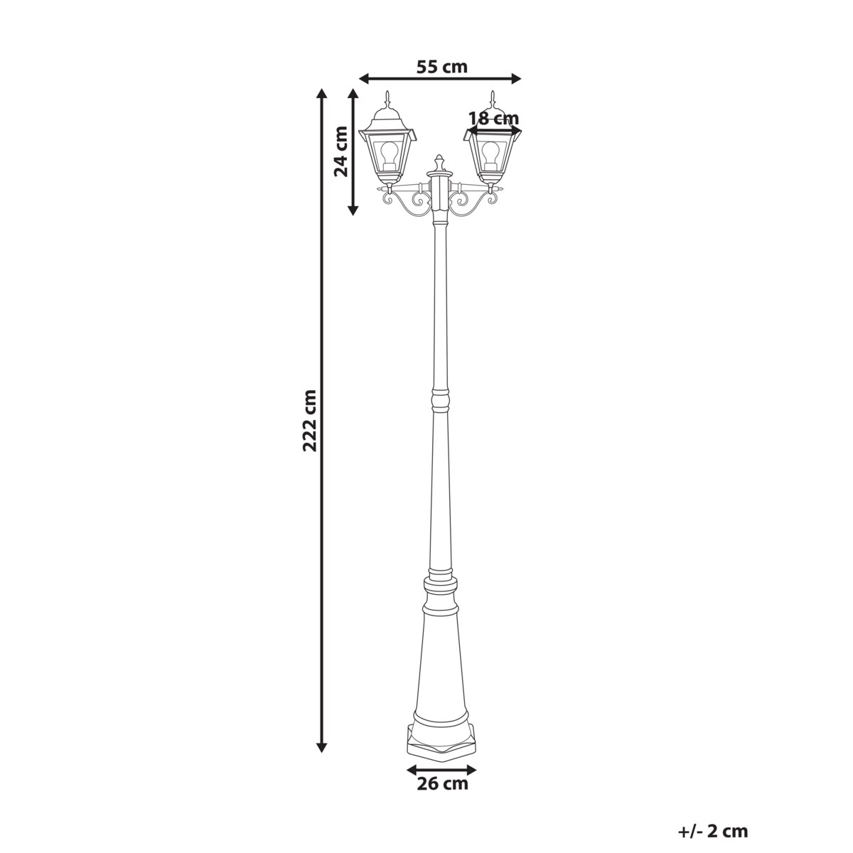 Latarnia ogrodowa 2-punktowa czarna SUKRI