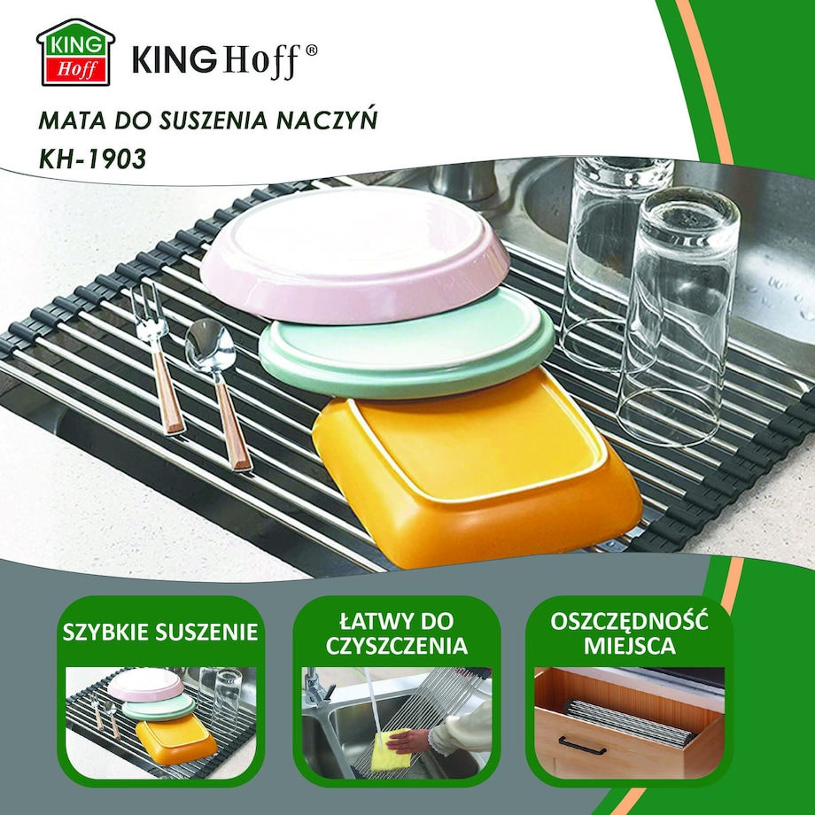 Suszarka ociekacz kratka stalowa na zlewozmywak 45x32cm KINGHOFF