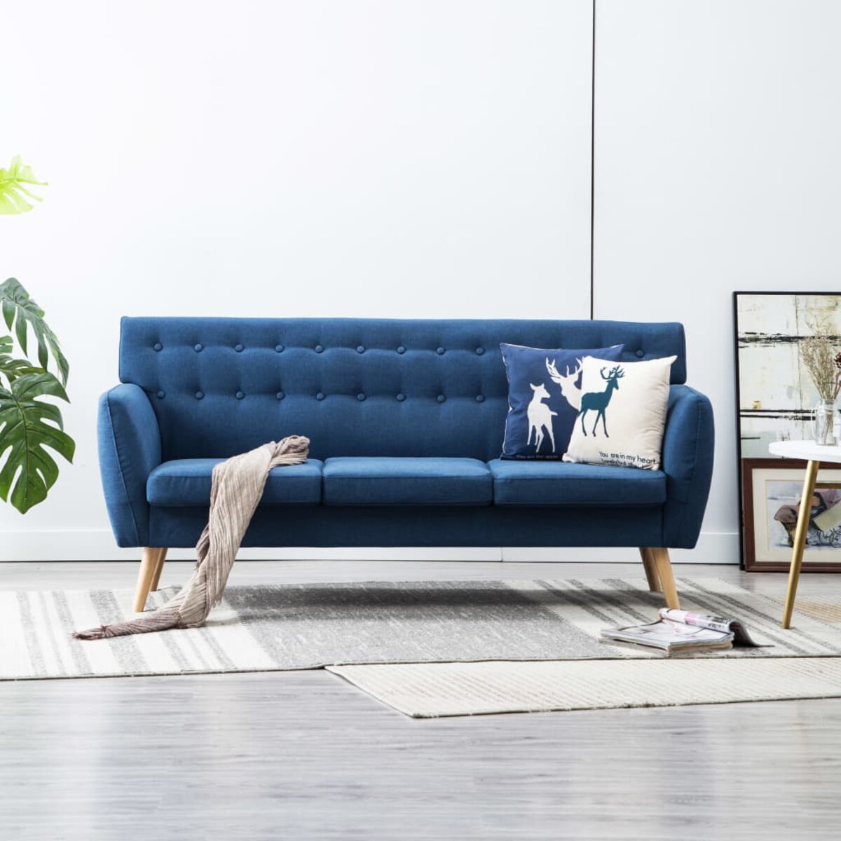 vidaXL 3-osobowa sofa tapicerowana tkaniną, 172x70x82 cm, niebieska