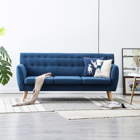 vidaXL 3-osobowa sofa tapicerowana tkaniną, 172x70x82 cm, niebieska