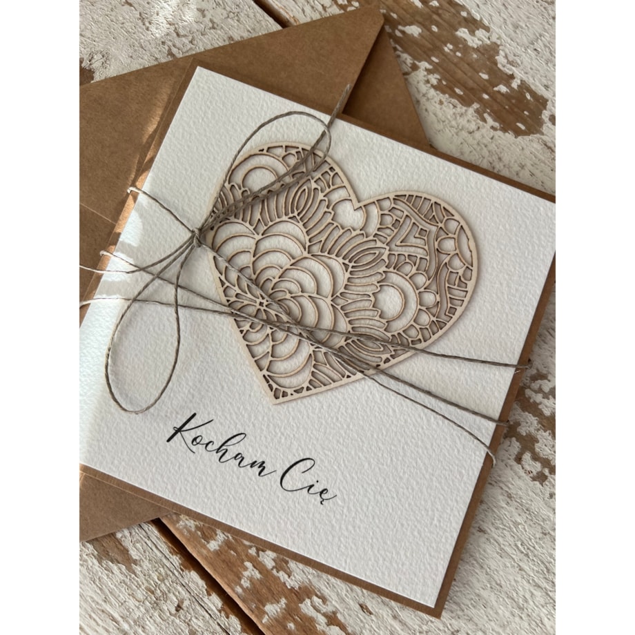 Wyjątkowa ręcznie robiona kartka prezent na walentynki, walentynkowa - walentynka Kocham Cię