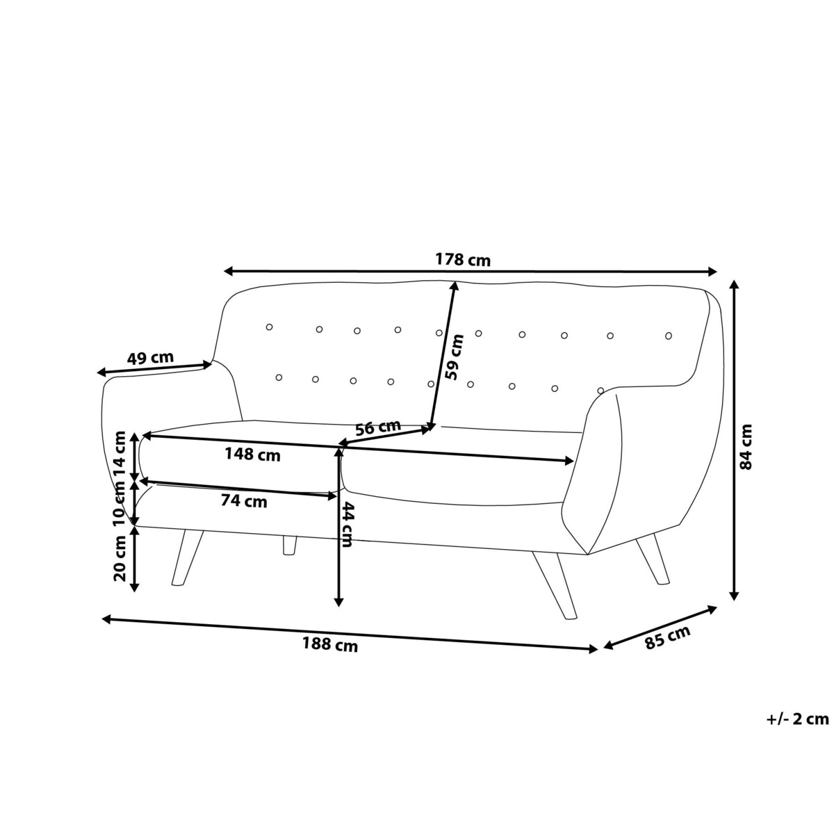 Sofa 3-osobowa welurowa szara BODO